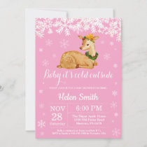Baby its Cold Outside Winter Deer Girl Baby Shower Invitation