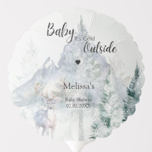 Baby Its Cold Outside Winter Evergreen Baby Shower Balloon