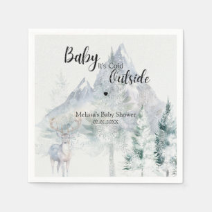 Baby Its Cold Outside Winter Evergreen Baby Shower Napkins