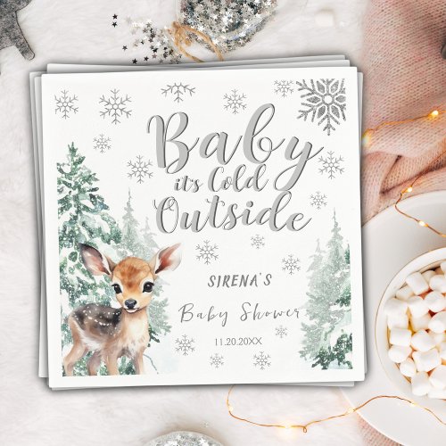 Baby its Cold Outside  Winter Fawn Baby Shower Napkins