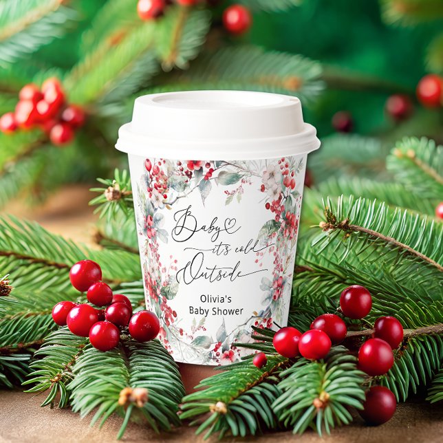 Baby it's Cold Outside Winter Floral Baby Shower Paper Cups (Creator Uploaded)