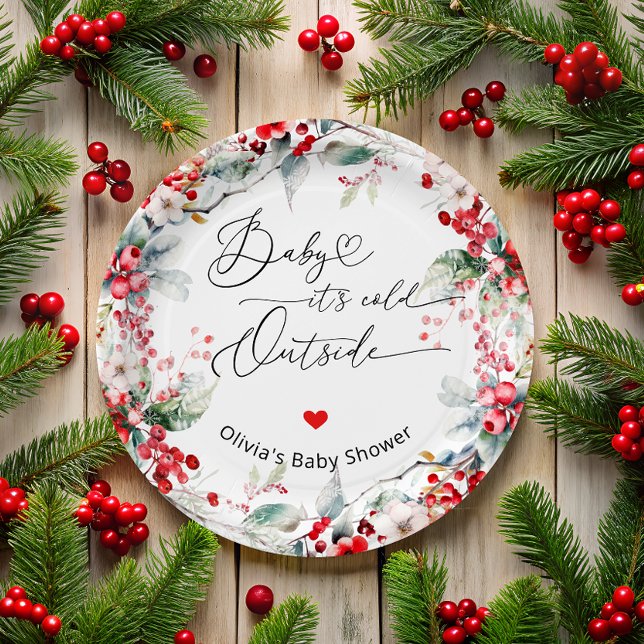 Baby it's Cold Outside Winter Floral Baby Shower  Paper Plates (Creator Uploaded)