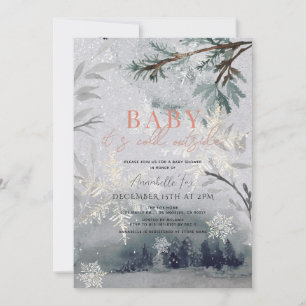 Baby It's Cold Outside Winter Forest Baby Shower Invitation
