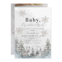 Baby It's Cold Outside Winter Forest Baby Shower  Invitation