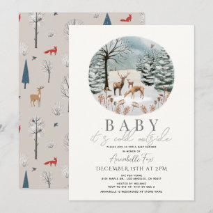 Baby It's Cold Outside Winter Forest Baby Shower Invitation