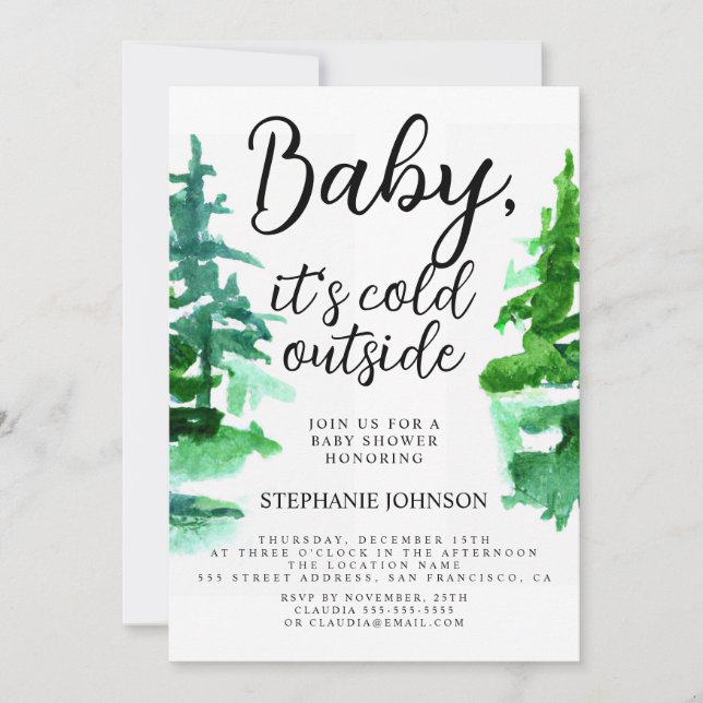 Baby, It's Cold Outside Winter Forest Baby Shower Invitation (Front)