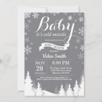 Baby its Cold Outside Winter Forest Baby Shower Invitation