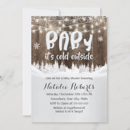 Baby Its Cold Outside Winter Forest Baby Shower Invitation