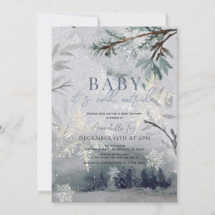 Baby It's Cold Outside Winter Forest Baby Shower Invitation
