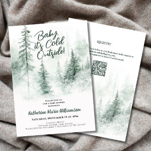 Baby Its Cold Outside Winter Forest Baby Shower Invitation