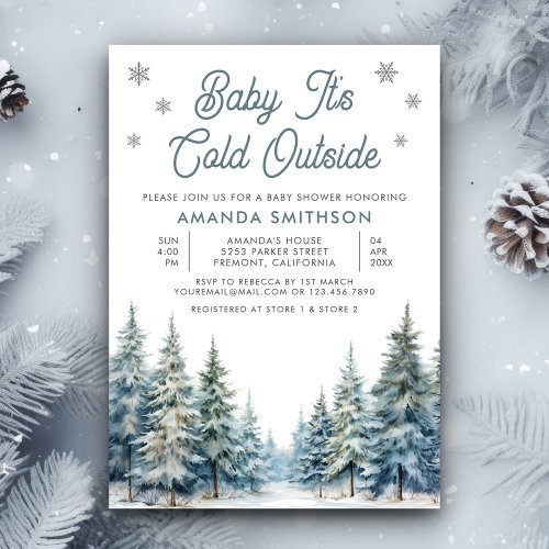 Baby Its Cold Outside Winter Forest Baby Shower Invitation