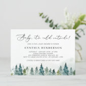 Baby Its Cold Outside Winter Forest Baby Shower Invitation (Standing Front)