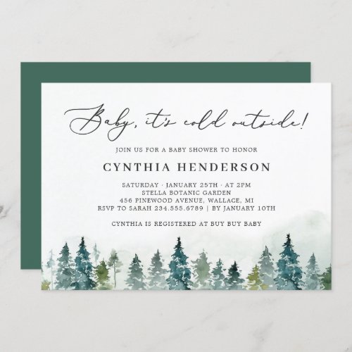 Baby Its Cold Outside Winter Forest Baby Shower Invitation