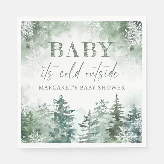 Baby It's Cold Outside Winter Forest Napkins (Front)