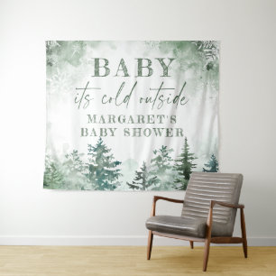 Baby its cold outside winter forest welcome tapestry