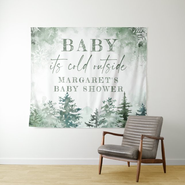 Baby its cold outside winter forest welcome  tapestry (In Situ (Horizontal))