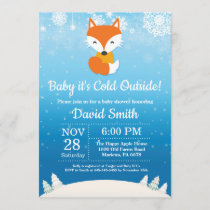 Baby its Cold Outside Winter Fox Boy Baby Shower Invitation