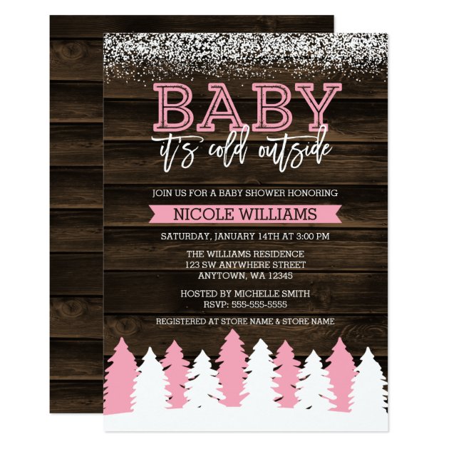 Baby It's Cold Outside Winter Girl Baby Shower Invitation