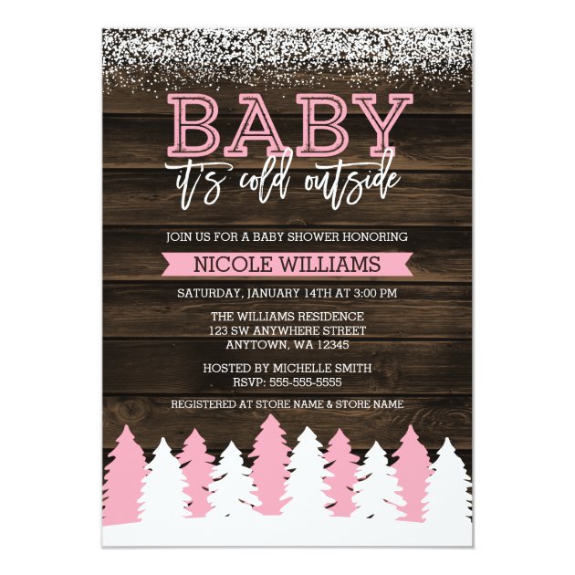 Baby It's Cold Outside Winter Girl Baby Shower Invitation