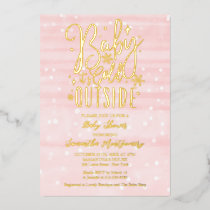 Baby It's Cold Outside Winter Girl Baby Shower Foil Invitation