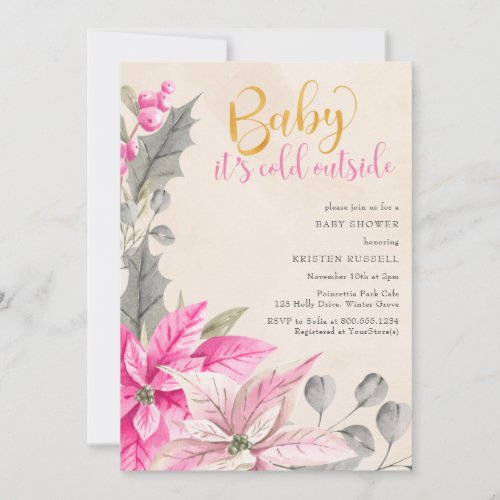 Baby its Cold Outside Winter Girl Baby Shower Invitation