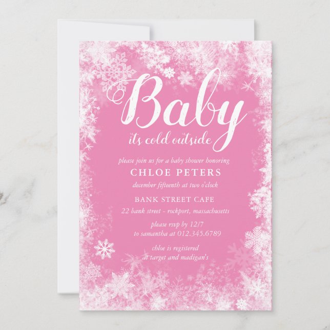 Baby It's Cold Outside Winter Girl Baby Shower Invitation (Front)