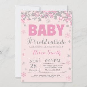 Baby its Cold Outside Winter Girl Baby Shower Invitation