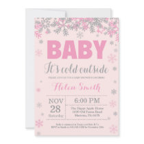 Baby its Cold Outside Winter Girl Baby Shower Invitation