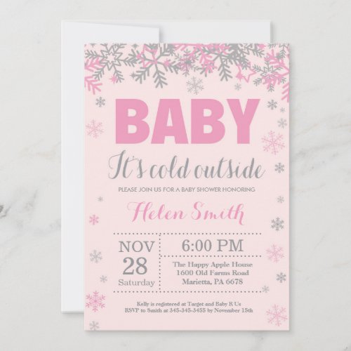 Baby its Cold Outside Winter Girl Baby Shower Invitation