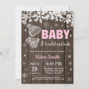 Baby its Cold Outside Winter Girl Baby Shower Invitation