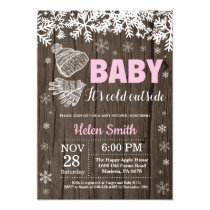 Baby its Cold Outside Winter Girl Baby Shower Invitation