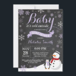 Baby Its Cold Outside Winter Girl Baby Shower Invitation<br><div class="desc">Baby Its Cold Outside Winter Baby Shower Invitation. Boy or Girl Baby Shower Invitation. Winter Holiday Baby Shower Invite. Purple and White Snowflakes. Snowman and Chalkboard Background. For further customization,  please click the "Customize it" button and use our design tool to modify this template.</div>