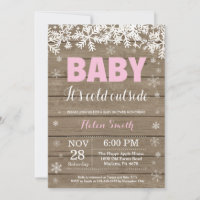 Baby its Cold Outside Winter Girl Baby Shower Invitation