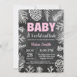 Baby its Cold Outside Winter Girl Baby Shower Invitation