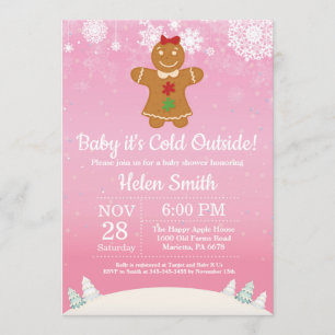 Baby its Cold Outside Winter Girl Baby Shower Invitation