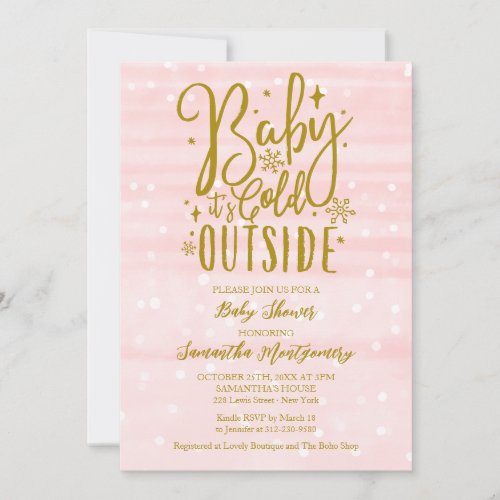 Baby Its Cold Outside Winter Girl Baby Shower Invitation