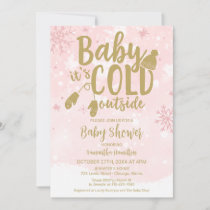 Baby It's Cold Outside Winter Girl Baby Shower Invitation