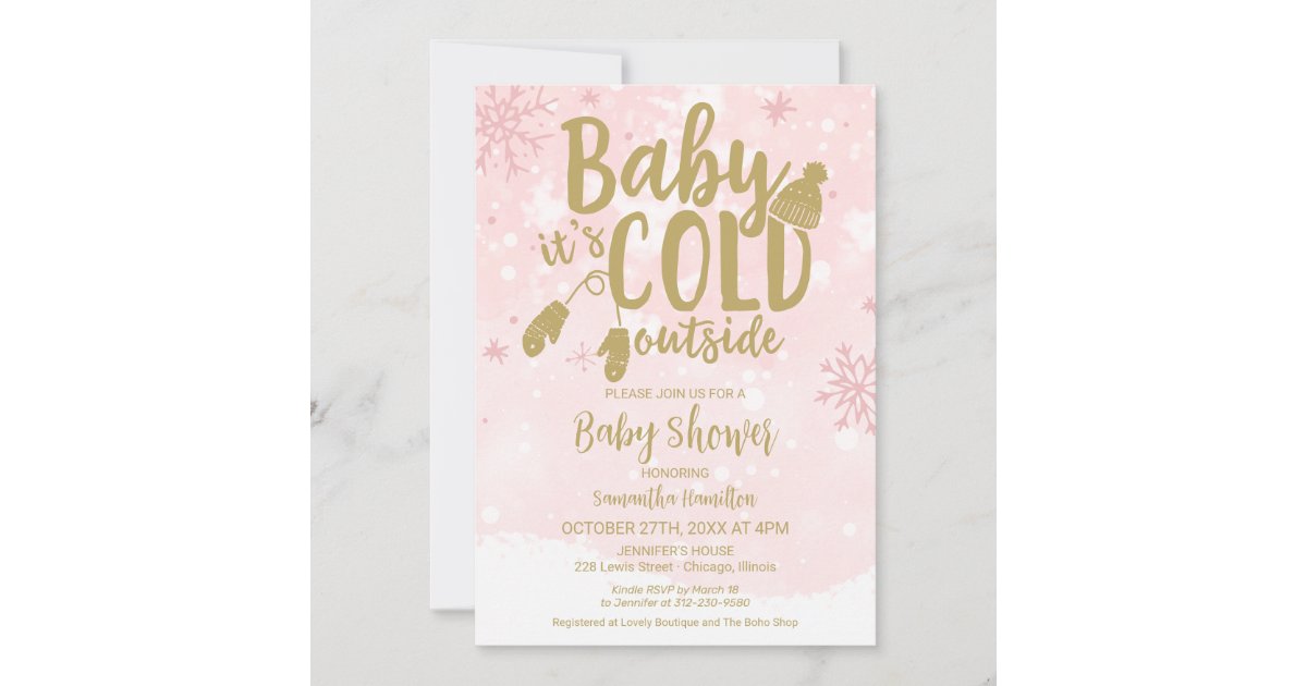 Baby It's Cold Outside Winter Girl Baby Shower Invitation Zazzle