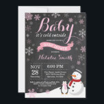 Baby Its Cold Outside Winter Girl Baby Shower Invitation<br><div class="desc">Baby Its Cold Outside Winter Girl Baby Shower Invitation. Girl Baby Shower Invitation. Winter Holiday Baby Shower Invite. Pink and White Snowflakes. Snowman and Chalkboard Background. For further customization,  please click the "Customize it" button and use our design tool to modify this template.</div>