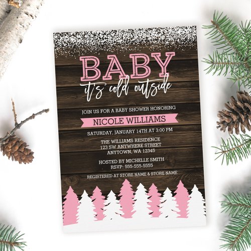 Baby Its Cold Outside Winter Girl Baby Shower Invitation