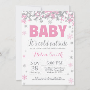 Baby its Cold Outside Winter Girl Baby Shower Invitation