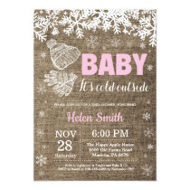 Baby its Cold Outside Winter Girl Baby Shower Invitation