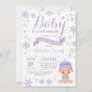 Baby Its Cold Outside Winter Girl Baby Shower Invitation