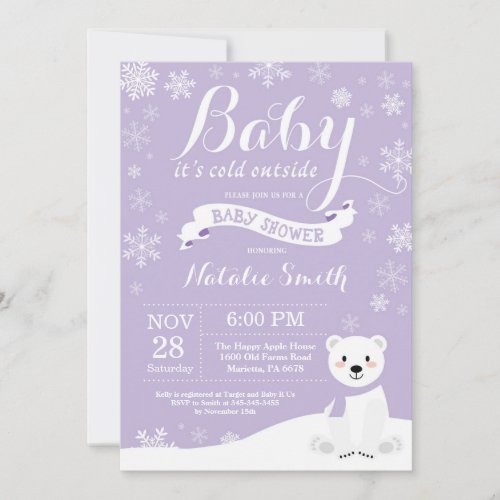 Baby Its Cold Outside Winter Girl Baby Shower Invitation