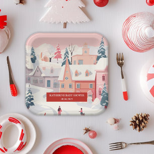 Baby It's Cold Outside Winter girl Baby shower Paper Plates