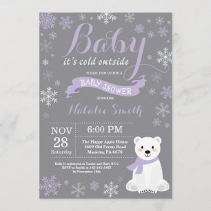 Baby Its Cold Outside Winter Girl Baby Shower Pink Invitation