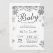 Baby its Cold Outside Winter Gray Baby Shower Invitation (Front/Back)