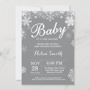 Baby its Cold Outside Winter Gray Baby Shower Invitation