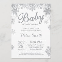 Baby its Cold Outside Winter Gray Baby Shower Invitation