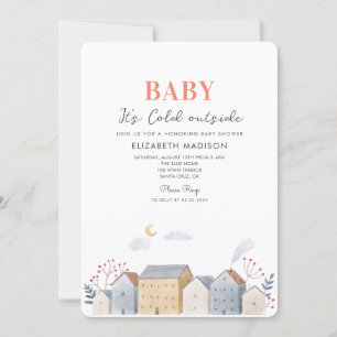 Baby its cold outside winter holiday baby shower invitation
